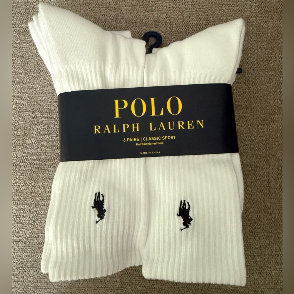 NEW Polo Ralph Lauren Men's Classic Sport White Socks